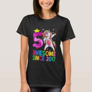 Bards 5-åriga flickor Tonåring dabbing Unicorn 5th T Shirt