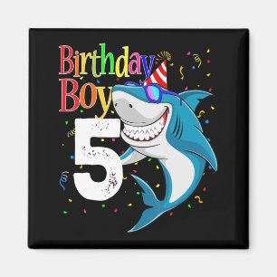 Bards 5:e födelsedagen Boy Shark Jaw-some 5 Boys Magnet