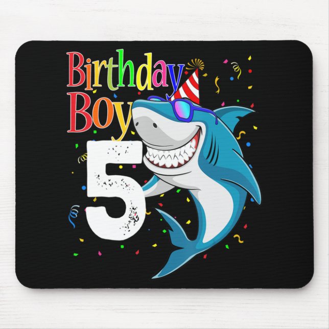 Bards 5:e födelsedagen Boy Shark Jaw-some 5 Boys Musmatta (Framsidan)