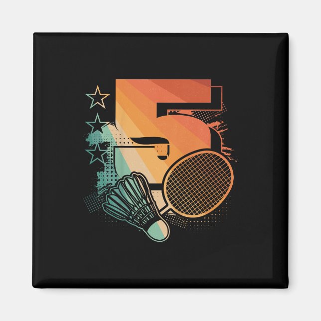 Bards 5:e födelsedagspojken Badminton Player Badmi Magnet (Framsidan)