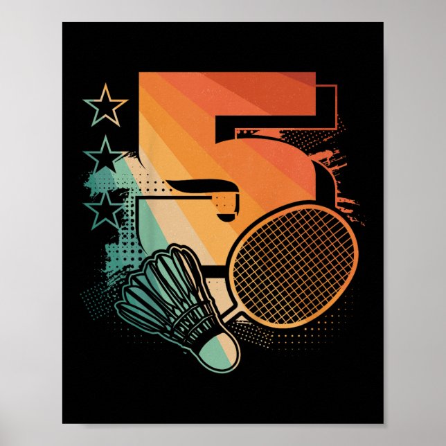 Bards 5:e födelsedagspojken Badminton Player Badmi Poster (Framsidan)