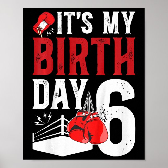 Bards 6e Birthday Boxing Boy 6 Year Old Boxer Bday Poster (Framsidan)