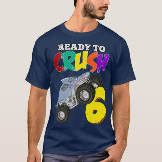 Bards 6e Birthday Boys Monster Lastbil 6 år gammal T Shirt
