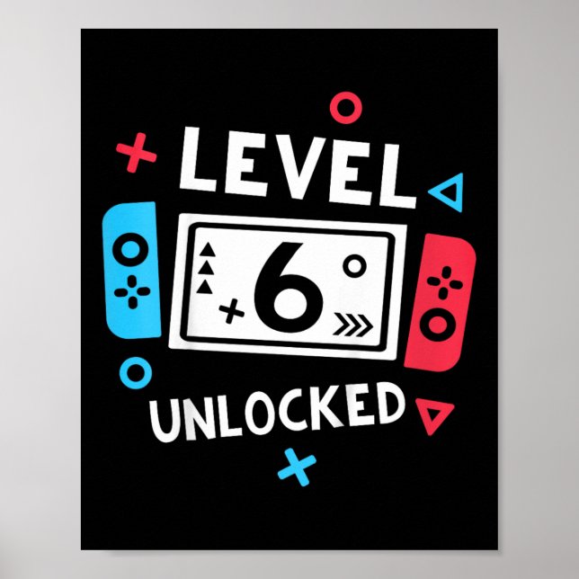 Bards 6e Birthday Shirt Boy Level 6 Olåst video Poster (Framsidan)