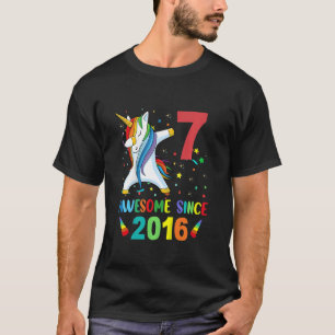 Bards 7-åriga flickor Tonåring dabbing Unicorn 7:e T Shirt