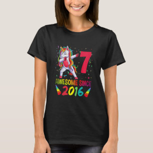 Bards 7-åriga flickor Tonåring dabbing Unicorn 7:e T Shirt