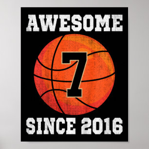 Bards 7:e Birthday Basketball Älskare 7 år gammal Poster