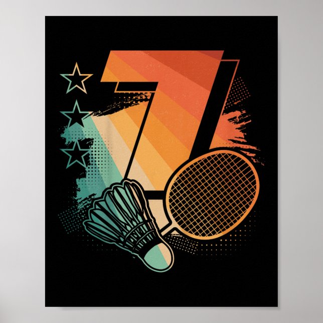 Bards 7:e Birthday Boy Badminton Player Badminton  Poster (Framsidan)