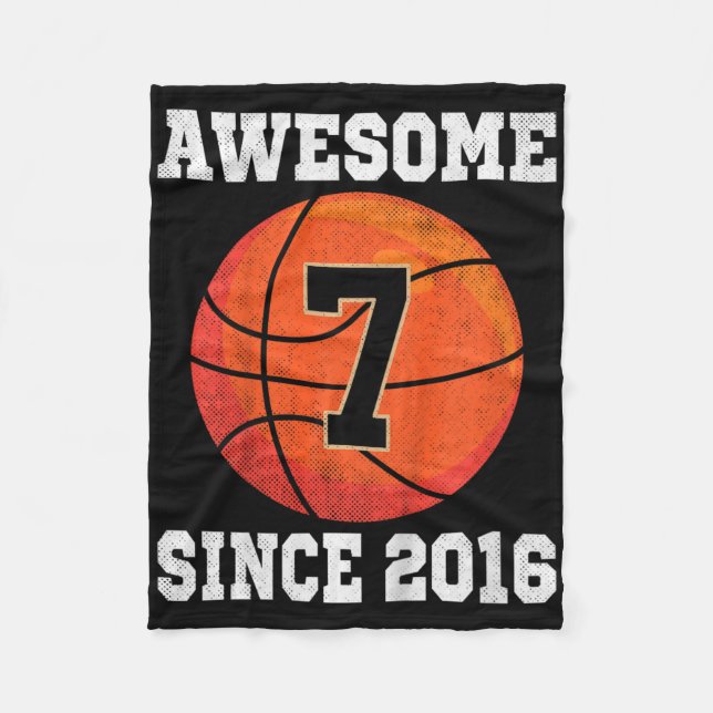 Bards 7:e Birthday Bysketbyll Älskare 7 ÅRS Vin Fleecefilt (Framsidan)