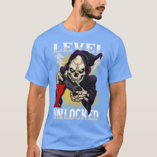 Bards 7:e Birthday Gamer Skeleton Level 7 olåst T Shirt
