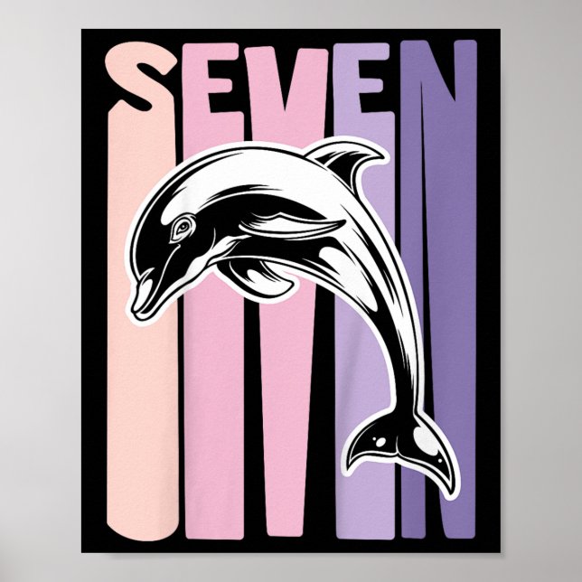 Bards 7:e Birthday Gift Dolphin Fläkt 7 ÅRS GRER Poster (Framsidan)