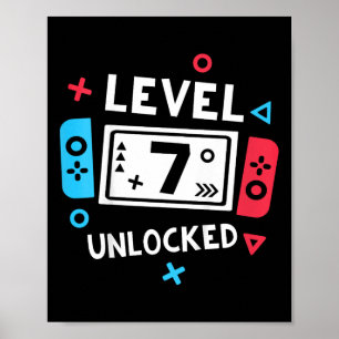 Bards 7:e Birthday Shirt Boy Level 7 Olåst video Poster