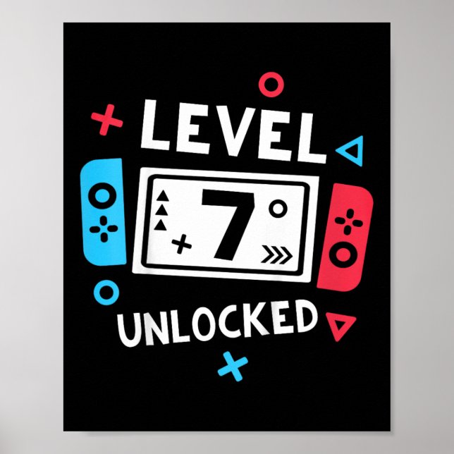 Bards 7:e Birthday Shirt Boy Level 7 Olåst video Poster (Framsidan)