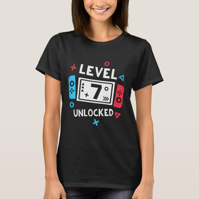 Bards 7:e Birthday Shirt Boy Level 7 Olåst video T (Framsida)