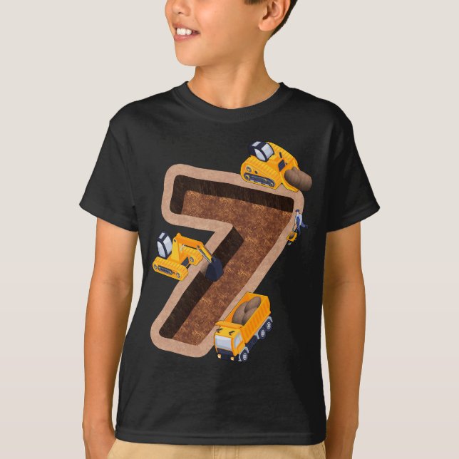 Bards 7:e födelsedag, bostad med grävmaskin t shirt (Framsida)