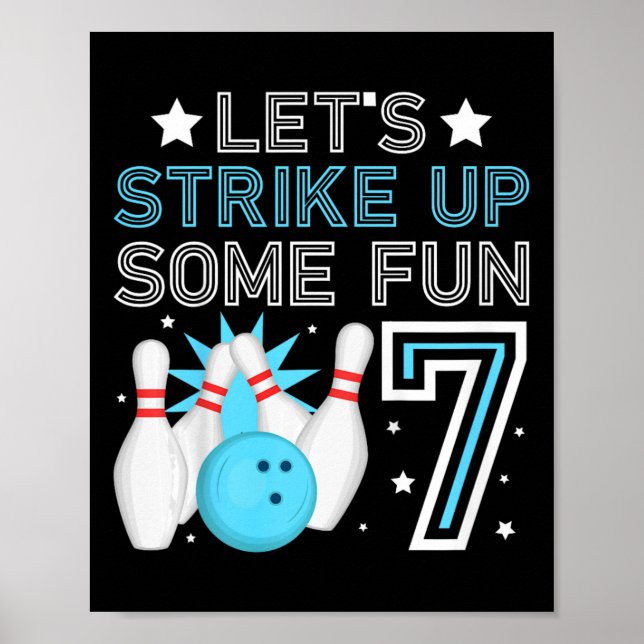 Bards 7:e Födelsedagsfest Bowling Boy 7-åring Poster (Framsidan)