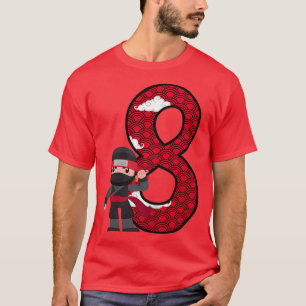 Bards 8:e födelsedagspojken Ninja 8 år Ninja Costu T Shirt