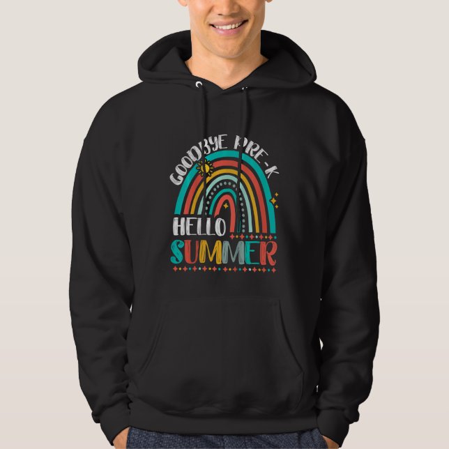 Bards Adjö före K Hej Summer Rainbow Preschool Hoodie (Framsida)