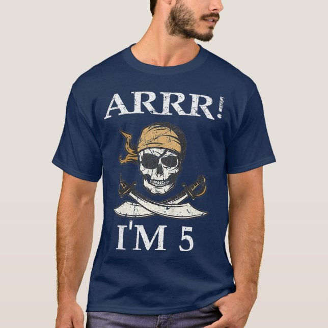 Bards arrr Im 5 Pirat Boy 5 Birthday Théme 5 T Shirt (Framsida)
