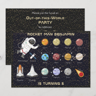 Bards Astronaut Solar System Monogram 5: e födelse Inbjudningar
