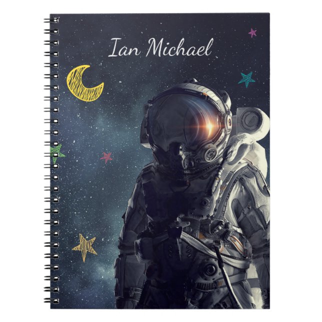 Bards Astronaut Space Themme Anteckningsbok (Framsidan)