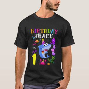 Bards Baby Cute Shark 1St Birthday Boy 1 År T Shirt