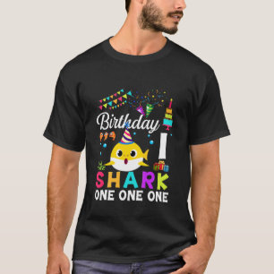 Bards Baby Cute Shark 1St Birthday Boy 1 År T Shirt