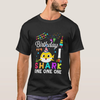 Bards Baby Cute Shark 1St Birthday Boy 1 År T Shirt