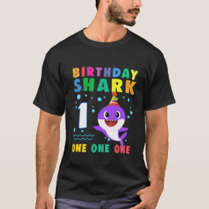 Bards Baby Cute Shark 1St Birthday Boy 1 År T Shirt