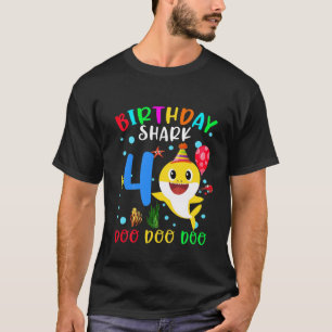 Bards Baby Cute Shark 4e födelsedagen Boy Girl 4 å T Shirt
