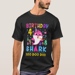 Bards Baby Cute Shark 4e födelsedagen Boy Girl 4 å T Shirt