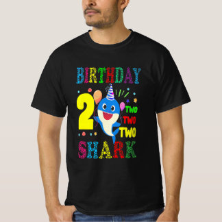 Bards Baby Cute Shark Birthday Boy 2-åring T Shirt