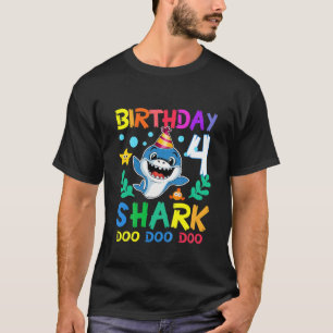 Bards Baby Cute Shark Birthday Boy 4 Year Gammalt T Shirt
