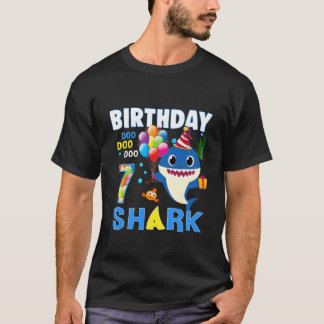 Bards Baby Shark 7:e Birthday Boy 7 År G T Shirt