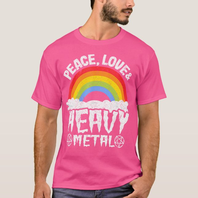 Bards Band Metall Rainbow Unicorn Peace Kärlek Hea T Shirt (Framsida)