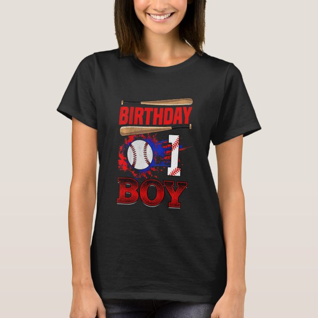 Bards Baseball Birthday Boy 1 Years One 1st Bda T Shirt (Framsida)