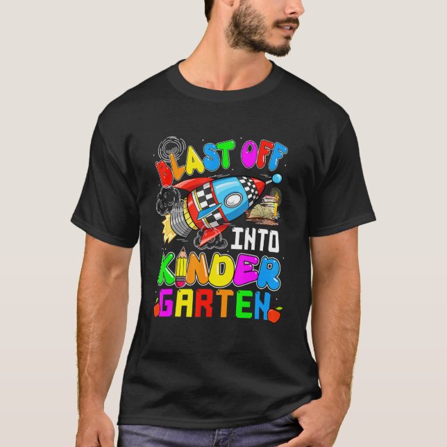 Bards Blast in i Kindergarten Funny Rocket Back T Shirt (Framsida)