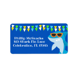 Bards Blue Shark Fintastic Birthday Adressetikett