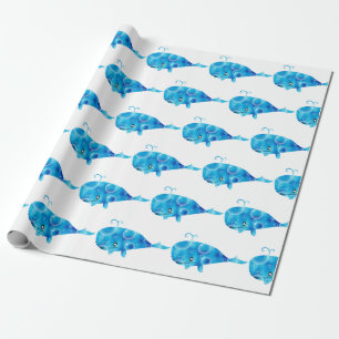 Bards Blue Whale Gift Wrap valfri Tillfälle Presentpapper