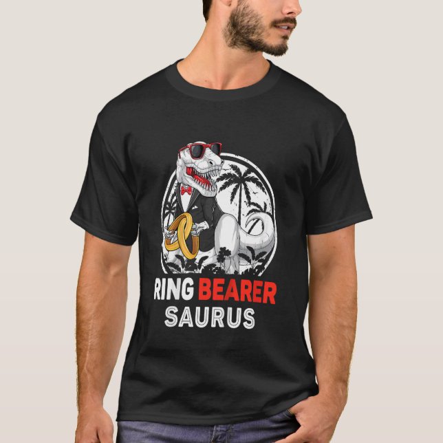 Bards Boys Ring Bearer Tux T Rex Bröllop Ring Bear Shirt (Framsida)