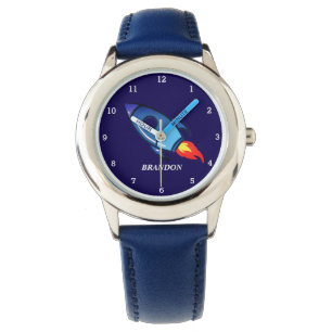 Bards Boys Rocket Space Blue Astronaut Namn Armbandsur