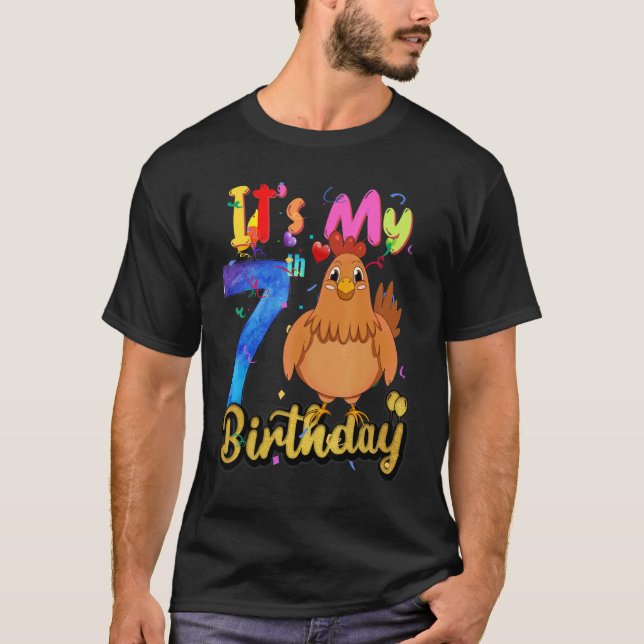 Bards Chicken 7:e Birthday 7 Years Chicke T Shirt (Framsida)