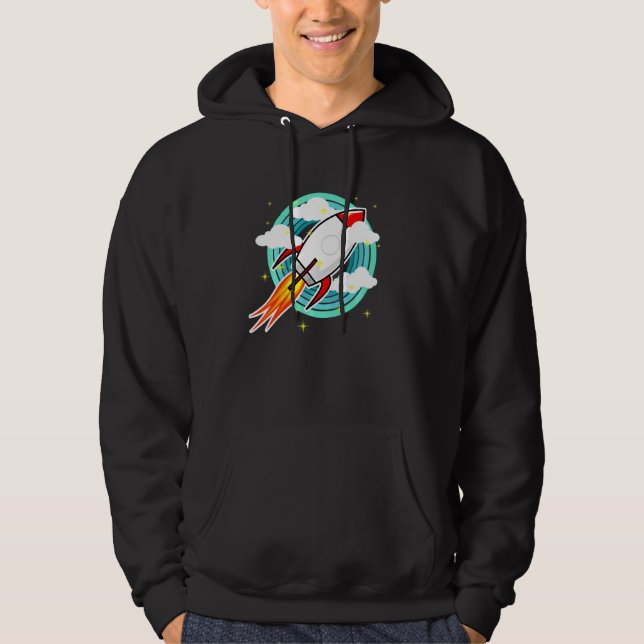 Bards Childrens Rocket Retro for Young Astronauts  Hoodie (Framsida)