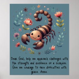 Bards Christian Prayer Woodland Scorpion on Blue | Poster
