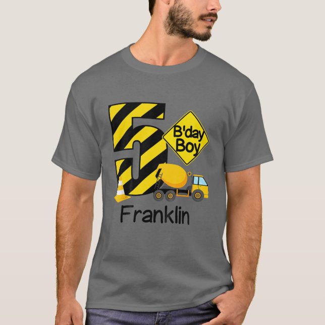 Bards Construction 5th Birthday Franklin Boys 5 Ye T Shirt (Framsida)