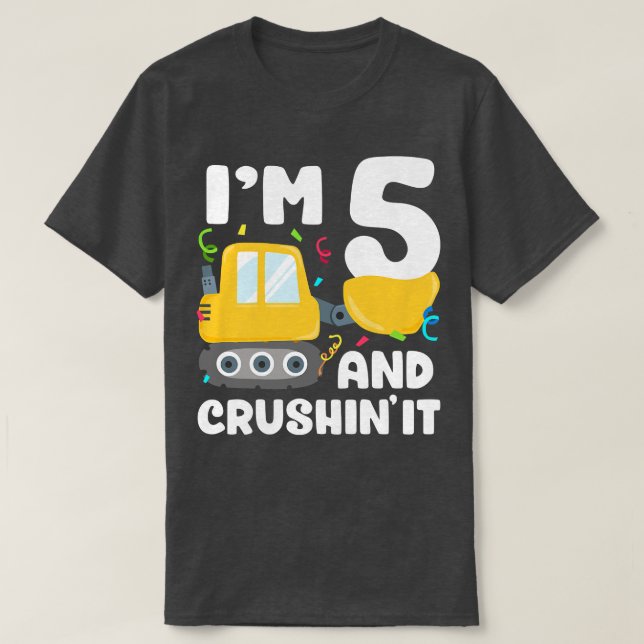 Bards Construction Lastbil 5:e födelsedagspojken 5 T Shirt (Design framsida)