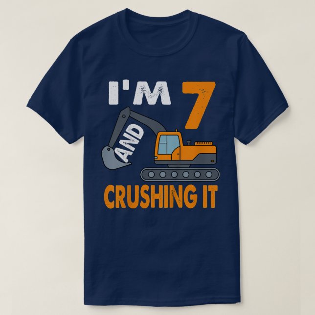 Bards Construction Lastbil 7:e Birthday Boy 7 Year T Shirt (Design framsida)