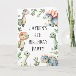 Bards Cute Dinosaur Théd Birthday Inbjudan
