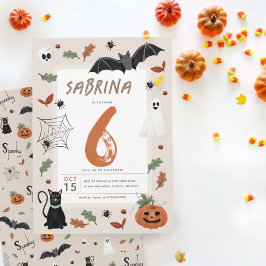 Bards Cute Fall Halloween 6e Birthday Inbjudningar