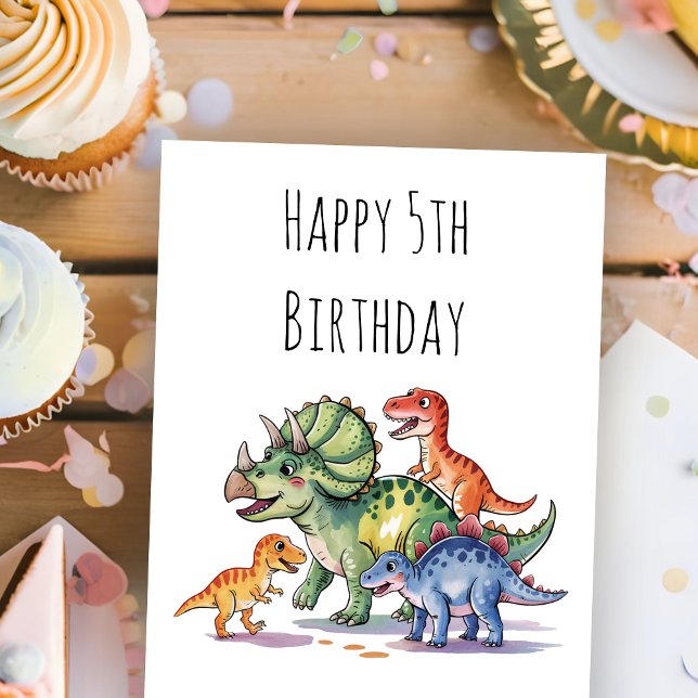 Bards Cute Personlig Dinosaur Birthday Kort (Skapare uppladdad)